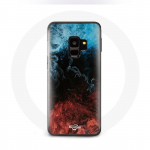 &Uuml;mbris Samsung Galaxy S9 jaoks pluss punane must sinine abstraktse tekstuuriga taust