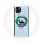 &Uuml;mbris Samsung Galaxy A03 Stitch Snow Merry Christmas Blue jaoks