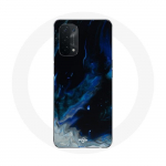Oppo A74 &uuml;mbris Sinihalli ja musta v&auml;rvi mitmev&auml;rvilised suitsupilved mustal taustal