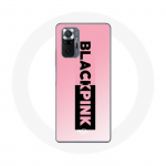 Coque pour Xiaomi Redmi Note 10 Pro Blackpink Groupe de K-pop Logo Noir Rose Fond Rose