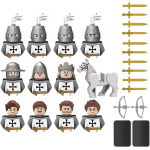 Laste M&auml;nguasjad Keskaegne S&otilde;jav&auml;elane Ehitusklotsid Loss R&uuml;&uuml;telkond Lahinguv&auml;li Relv Kilp S&otilde;jaratsu Koomiksikujud Klotsid