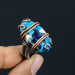 Natural Spiny Oyster Gemstone Handmade Copper Wire Wrap Gift Ring Size 7 i9a75