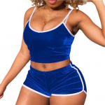 1 komplekt K&auml;rbitud top l&uuml;hikesed p&uuml;ksid, &uuml;hev&auml;rvilised &otilde;lgadeta suvised seksikad sukkadega pidžaamakomplekt pulma&otilde;htuks M sinine