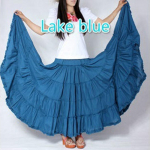 Naiste pikad seelikud, kommid, v&auml;rvid, puuvillased Falda, naiste vabaaja rannas Bohemia volangid Maxi seelik one size tumesinine v&auml;rv