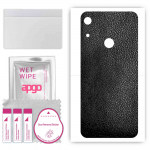 apgo Protective Skin Sticker for the back compatible with Huawei Y6s (2019), Wrap Film, Foil, Vinyl - Pattern Black Leather