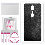 apgo Protective Skin Sticker for the back compatible with Sharp Aquos V, Wrap Film, Foil, Vinyl - Pattern Black Leather