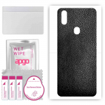 apgo Protective Skin Sticker for the back compatible with Oukitel C15 Pro Plus, Wrap Film, Foil, Vinyl - Pattern Black Leather