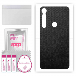 apgo Protective Skin Sticker for the back compatible with Motorola Moto G8 Plus, Wrap Film, Foil, Vinyl - Pattern Black Honeycomb