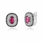 925 Sterling h&otilde;bedased heledad luksusmoodsad naturaalse t&auml;idisega rubiinist k&otilde;rvar&otilde;ngad naiste & Lady Fine Jewelry s&uuml;nnip&auml;evapeo kingituseks M