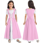 Lastele T&uuml;drukutele Renaissance Cosplay Keskaegne dress up Kost&uuml;&uuml;mid L&uuml;hikeste varrukatega Reguleeritav pitsiline kleit 5-6 Years tumelilla v&auml;rv