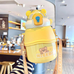 1000 ML armas suure k&otilde;huga veepudelid, roostevabast terasest termospudel &otilde;lgedega, suure mahutavusega laste kooli soojusisolatsioonitass Without 3D stickers