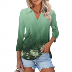 Naiste 3/4 varrukatega T-s&auml;rgid Suvised V-kaelusega s&auml;rgid Kaelusega Casual Basic Tees Pluus L must