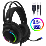 M&auml;ngupeakomplekt 7.1 ruumilise heli USB 3,5 mm juhtmega m&auml;nguk&otilde;rvaklapid mikrofoniga Stereo LED USB k&otilde;rvaklapid PC PS4 m&auml;ngijatele 3.5MM must