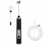 3 režiimi elektriline k&auml;eshoitav piimavahustaja segisti USB-laadijaga mullimasinaga munavahustaja minivispel Cappuccino &scaron;okolaadi jaoks must