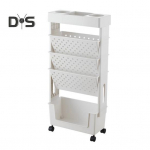 5-tasandiline mobiilne raamaturiiul koos ratastega, veerevad raamaturiiulid. Ostukorv Raamatudokumentide k&auml;ru Kodukontor Hoiukorraldus valge