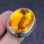 Honey Topaz Gemstone Handmade 925 Steling Silver Gift Jewelry Ring Size 7.5 a2f73