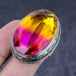 Bi-Color Tourmaline Gemstone Handmade 925 Steling Silver Gift Ring Size 9 i9o29