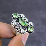 Natural Green Amethyst Gemstone Handmade 925 Sterling Silver Ring Size 11 h4n15