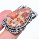 Natural Leopard Skin Jasper Gemstone 925 Sterling Silver Ring Size 9 t2j12