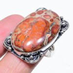 Natural Leopard Skin Jasper Gemstone 925 Sterling Silver Ring Size 6 o5n88