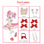 Anime Maagiline t&uuml;druk Kaname Madoka Cosplay Kost&uuml;&uuml;m Kawaii Lolita T&uuml;drukute Karneval Roosa Kleit L&uuml;hike Parukas Idol Puella Magi Madoka XL kollane