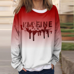 Naiste vabaajamood Halloweeni tr&uuml;kitud pikkade varrukatega O-kaelusega kampsun, kihiline pullover L must