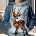 kawaii Hoodie Animal Deer 3D Prindi T&auml;navar&otilde;ivad Poiste T&uuml;drukute Dressip Suur Unisex Pusad Laste Kapuutsiga Pulloverid Topid R&otilde;ivad 100