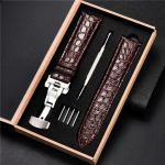 Luksuslik krokodillimustriga kellarihm, nahast rihmad 18 mm 20 mm 22 mm 24 mm roostevabast terasest automaatse lukuga k&auml;ekellarihmaga 20mm