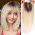 HAIRCUBE Blonde Ombre juuksepead koos tukkidega 3Clip juuksepaelad Fringe naistele juuste v&auml;ljalangemise vastu 14-tollised &Scaron;veitsi pitsist n&auml;htamatud juuksekatted