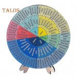 Feelings Wheel Wood Emotsioonide reguleerimise tabel alusega Vaimse tervise emotsioonide teraapia t&ouml;&ouml;riist klassiruumi kontorilaua kaunistamiseks 20cm