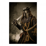 Must ja kuldne samurai keskaegne s&otilde;dalane turvises figuur L&otilde;uend Seinakunsti maalid Tr&uuml;kitud Moodne Klassikaline Retro Luksuslikud kunstiteosed Plakatid Kodukaunistused 20x30cm