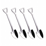 4 tk h&otilde;bedane 304 roostevabast terasest labidas lusikas Retro k&ouml;&ouml;gi lauan&otilde;ud arbuus j&auml;&auml;tis mee loomingulise isikup&auml;ra lusikad 2pcs Flat 2pcs Pointed