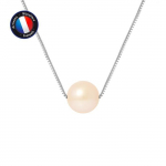 Kaelakee - Perlinea - Kultiveeritud mageveep&auml;rl - 9-10 mm - Naturaalne roosa - 9 Cts valge kuld