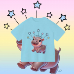 Moo Deng Tiny Baby Hippo Star Tai Armas Pygmy Hippo Unisex Lapsed Poiss Poiss T&uuml;druku T-s&auml;rk tr&uuml;kiga l&uuml;hikeste varrukatega &uuml;mara kaelaga 100cm