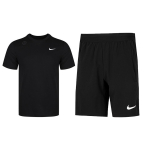 Nike &uuml;hev&auml;rviline logotr&uuml;kiga treening l&uuml;hikeste varrukatega T-s&auml;rk ja l&uuml;hikeste p&uuml;kste komplekt Meeste komplektid Must AR6030-010+DM5951-010 L