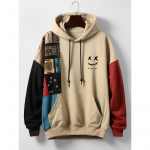 Uus s&uuml;gisene meeste kapuuts, 3D etnilise mustriga lapiline printimine pikkade varrukatega dressipluus Moodne t&auml;navakapuuts, Pullover, &uuml;lisuured topid L
