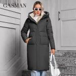 GASMAN 2024 Naiste talvejope mood pikk Suure taskuga Mantel naiste br&auml;nd kvaliteetne parka tuulekindel soe udusulejope 83323 M must