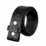 1,5 lai l&auml;&auml;nelik nahkv&ouml;&ouml; kauboile rodeoks vabaaja nahkv&ouml;&ouml; lillelise reljeefiga, suurus 28 kuni 40 40 inch must