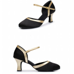 Naiste ladina tantsukingad SILK Ballisaali Moodsad Pole Dance kingad Daamide Salsa Tango Keskmise kontsaga Kinnise varbaga Ladina kingad t&uuml;drukutele 36