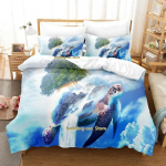 Maailma Kilpkonnad Kilpkonnasaar Voodipesu Komplekt Multikas Anime kolmeosaline komplekt T&auml;iskasvanu Laps Magamistuba Tekikoti Komplektid 3D Kawaii Loom EU Single 135x200cm