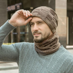 Talvine meeste sametine kaelakomplekt Mood vabaaja meeste l&otilde;ngast m&uuml;ts Meeste Euroopa ja Ameerika s&uuml;gis- ja talvine meeste silmkoeline m&uuml;ts tumesinine v&auml;rv