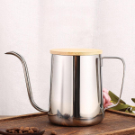 Pour over Coffee Kettle, Camping Drip Pot, 600ml Goose Neck Kettle with Bamboo Lid for