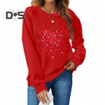 Naiste kapuuts Yst&auml;v&auml;np&auml;iv&auml; Naiste Love Heart Graafiline dressipluus Meeldiva kaelusega pikkade varrukatega lahtised pullovertopid S hall