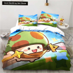 3D Prindiga Anime M&auml;ngu Legend of Mushroom Mustriga Tekikotikomplektid Tekk Voodipesu Kingitus &Uuml;hekohaline Kuninganna Kuningas Suurus Romantiline Kodu Kingitus EU single(135x200cm)
