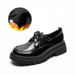 Kevadised naiste mokassiinid Briti stiilis Must platvorm Soojad v&auml;ikesed nahast kingad Talvised paeltega pehme tallaga Oxfordid kingad naistele 34