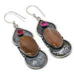 Mookaite, Rubillite Handmade 925 Sterling Silver Earring 2.56 p4t67