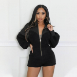 Naiste Uus Mood Lukuga Pikkade Varrukatega Kombinesoon L&uuml;hikesed P&uuml;ksid Slim Mudelid XXL pruun