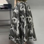 ZANZEA Naiste vabaaja elastse v&ouml;&ouml;koha vaba kamuflaažitr&uuml;kiga pikad seelikud 5XL must