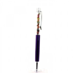 Pierres et Min&eacute;raux. Stylo min&eacute;raux Tourmaline multicolore brut Zambie. Couleur violet.