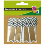 20 &eacute;tiquettes kraft ray&eacute;es - Fanion